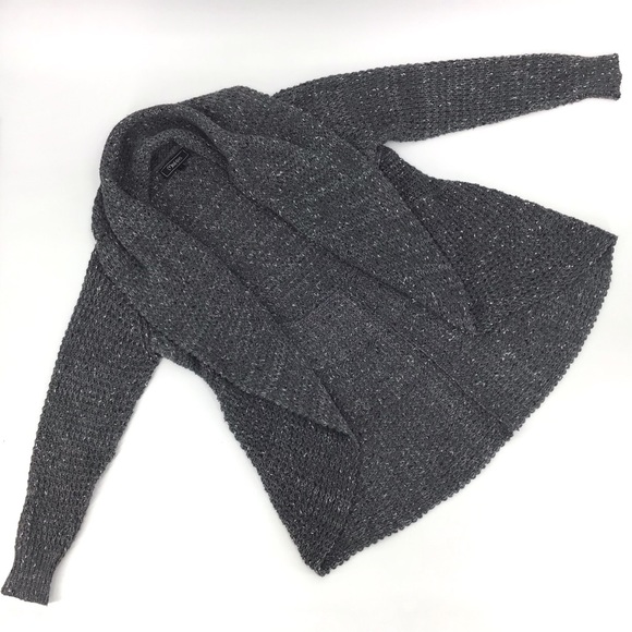 Minkas Grey Knit Circular Open Cardigan, Small - Picture 13 of 16